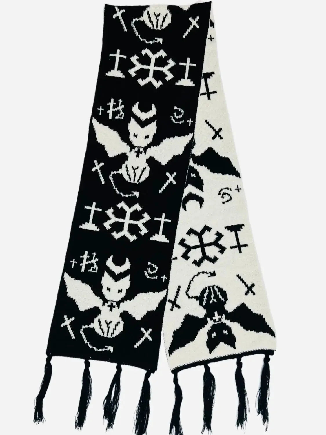 Angellic Devil Graphic Shawl Scarf — dettaglio del tessuto