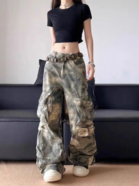 Army Camouflage Baggy Cargo Trousers — vista posteriore