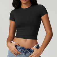 Athleisure Yoga Baby Tee Crop Top — vista laterale