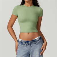 Athleisure Yoga Baby Tee Crop Top — vista completa