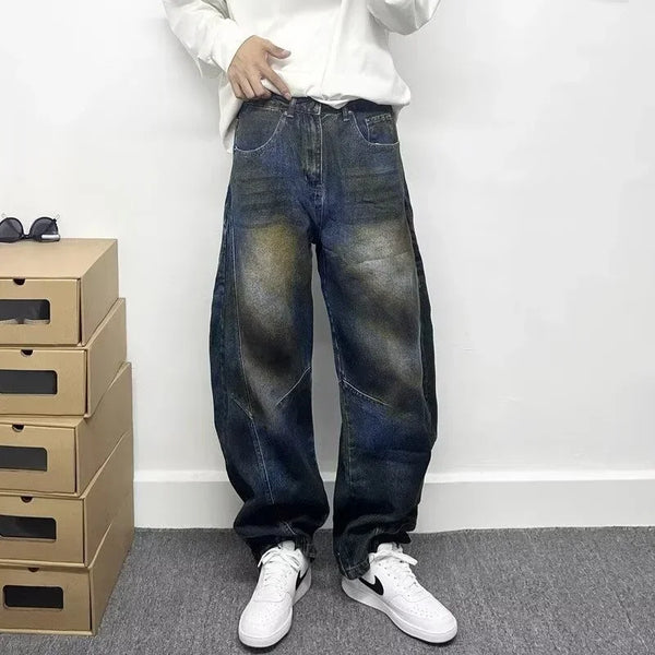 Autumn Graffiti Painted Wide Leg Baggy Jeans — vista frontale