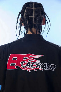 BK Embroidered Crew Moto Jacket — dettaglio del tessuto