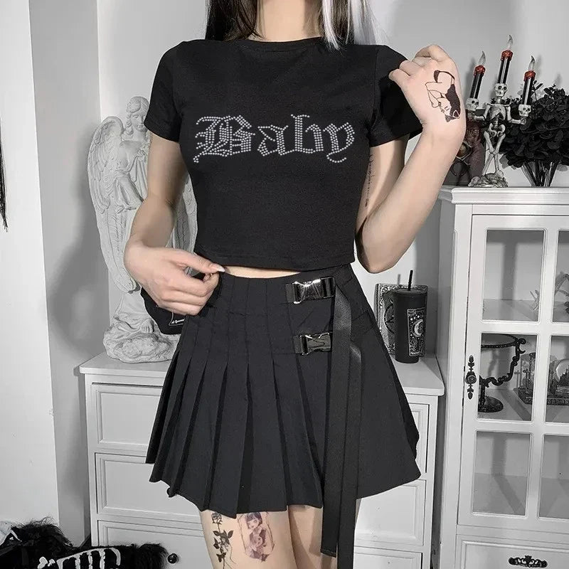 Baby Rhinestone Graphic Crop Baby Tee — dettaglio