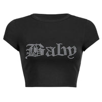 Baby Rhinestone Graphic Crop Baby Tee — vista frontale