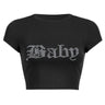 Y2K Baby Rhinestone Graphic Crop Baby Tee