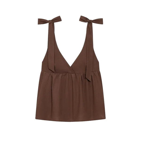 Backless Halter Low Cut Cami Top — vista frontale