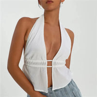 Backless V Neck Halter Tank Top — dettaglio