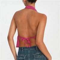 Backless V Neck Halter Tank Top — dettaglio del tessuto