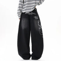Baggy Black Accessorised Embroidered Jeans — dettaglio della stampa
