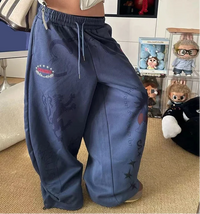 Baggy Blue Graphic Sweatpants Joggers Trousers — dettaglio