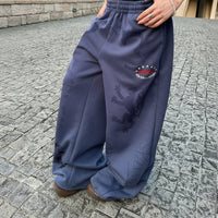 Baggy Blue Graphic Sweatpants Joggers Trousers — vista posteriore