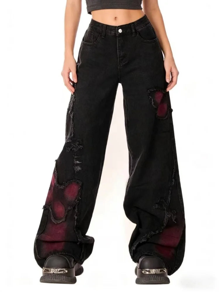Baggy Butterfly Jeans — dettaglio della stampa