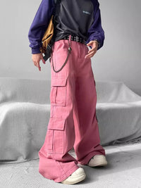 Baggy Flared Pink Cargo Pants — dettaglio della stampa