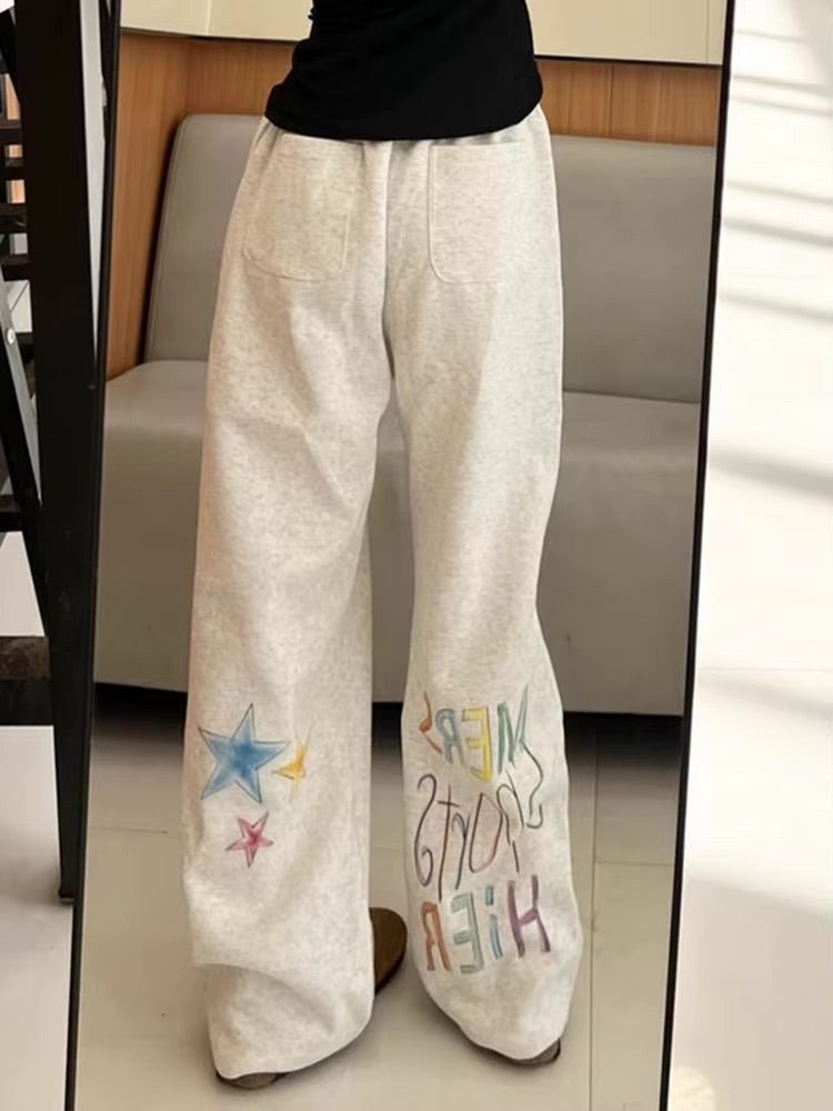 Baggy Grey Low Rise Sweatpants Jogger Trousers — dettaglio della stampa