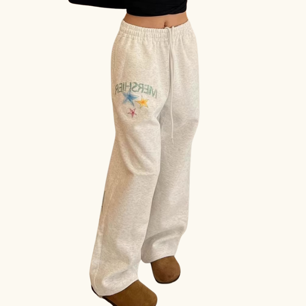 Baggy Grey Low Rise Sweatpants Jogger Trousers — vista frontale