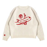Baggy Knitted Graphic Jumper Sweater — vista frontale