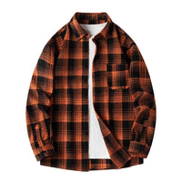 Baggy Plaid Long Sleeve Button Up Flannel Shirt — vista laterale
