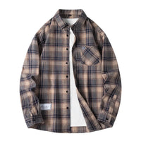 Baggy Plaid Long Sleeve Button Up Flannel Shirt — dettaglio