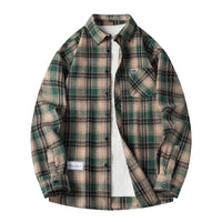 Baggy Plaid Long Sleeve Button Up Flannel Shirt — dettaglio del tessuto
