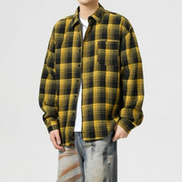 Baggy Plaid Long Sleeve Button Up Flannel Shirt — dettaglio