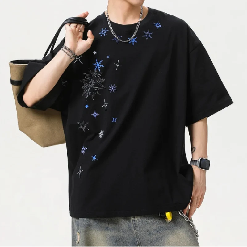 Baggy Snowflake Rhinestone T Shirt — dettaglio