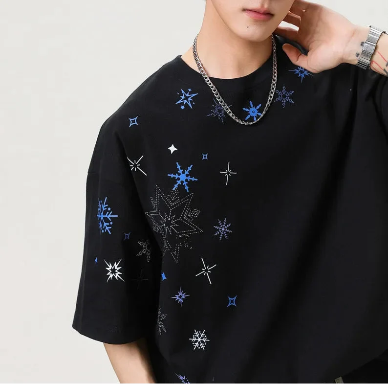 Baggy Snowflake Rhinestone T Shirt — dettaglio della stampa