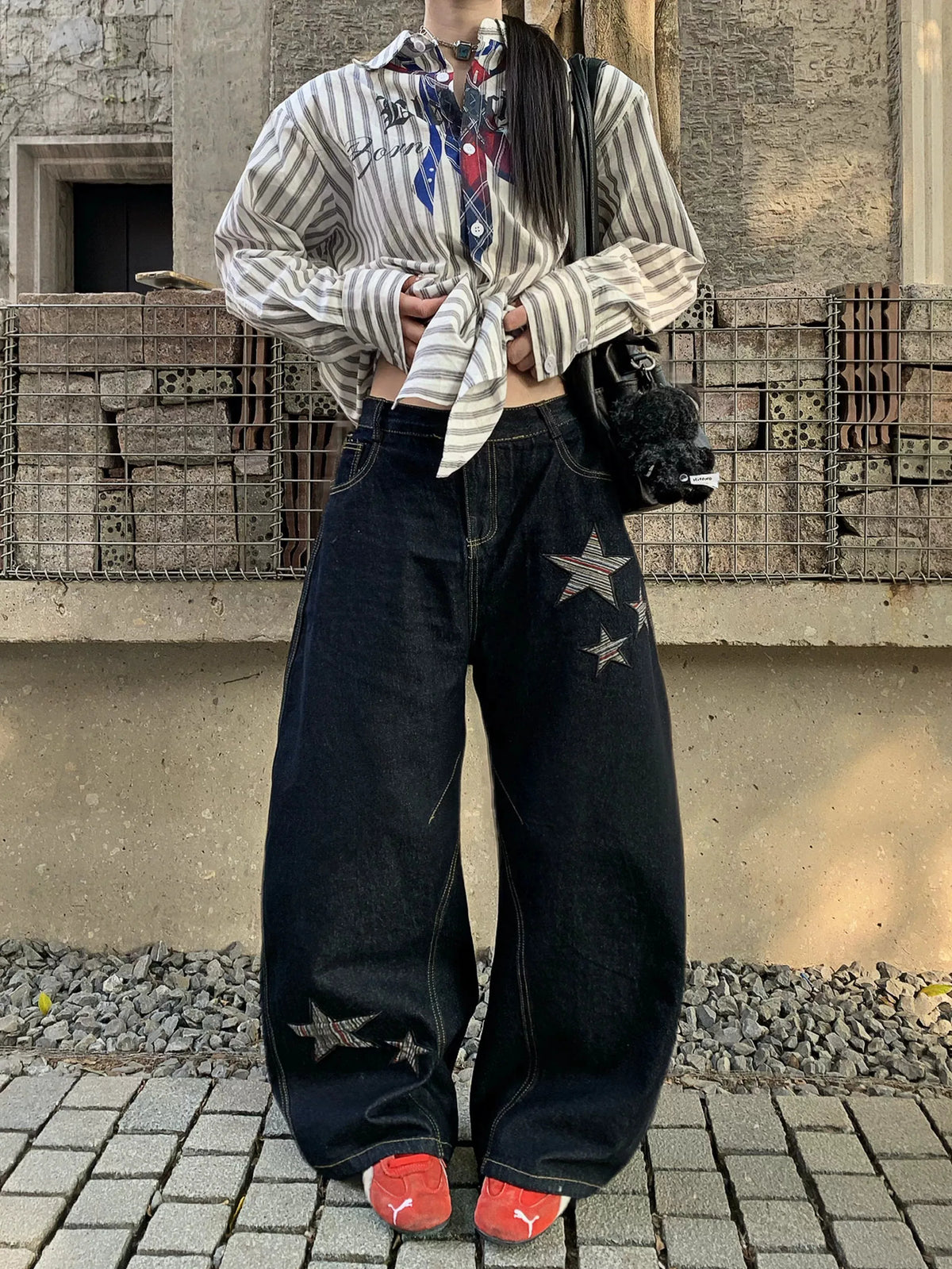 Baggy Star Embroidered Grunge Denim Jeans — in alternativa