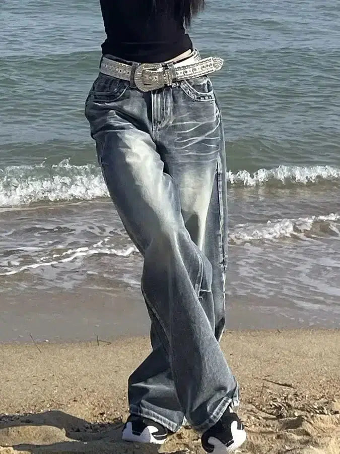 Baggy Vintage Washed Jeans — vista frontale