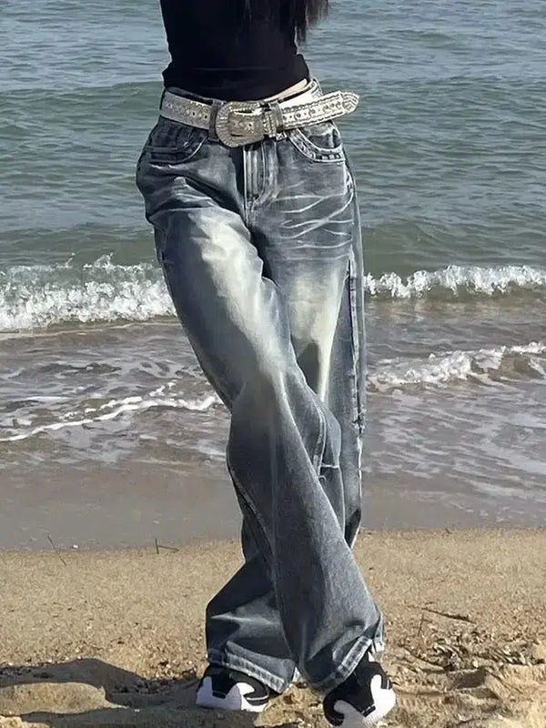 Baggy Vintage Washed Jeans — vista frontale