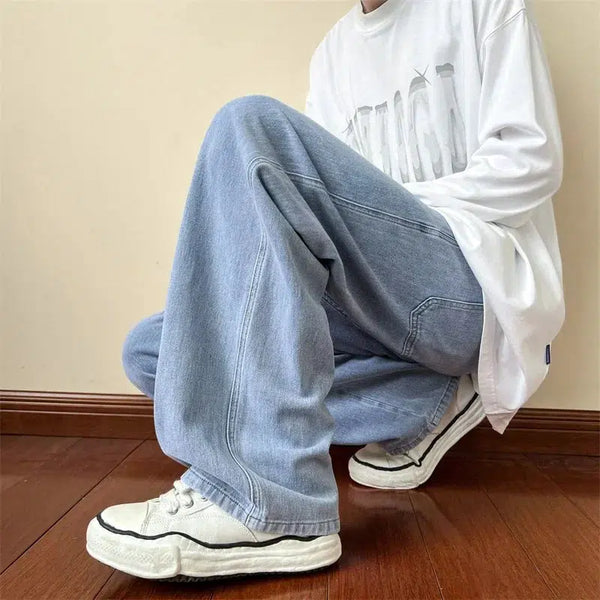 Baggy Washed Straight Leg Jeans — vista frontale