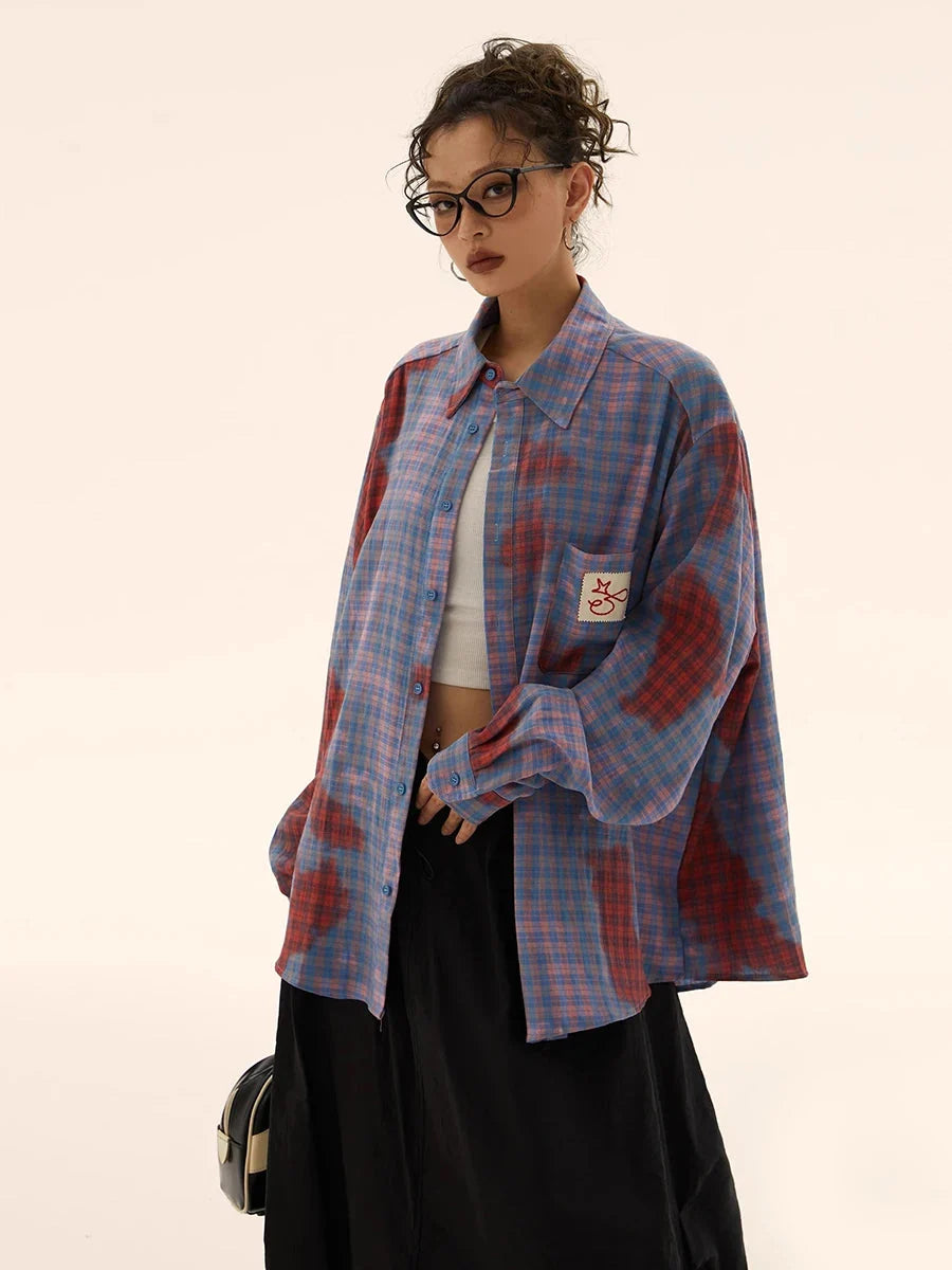 Baggy Work Wear Plaid Jacket — vista laterale