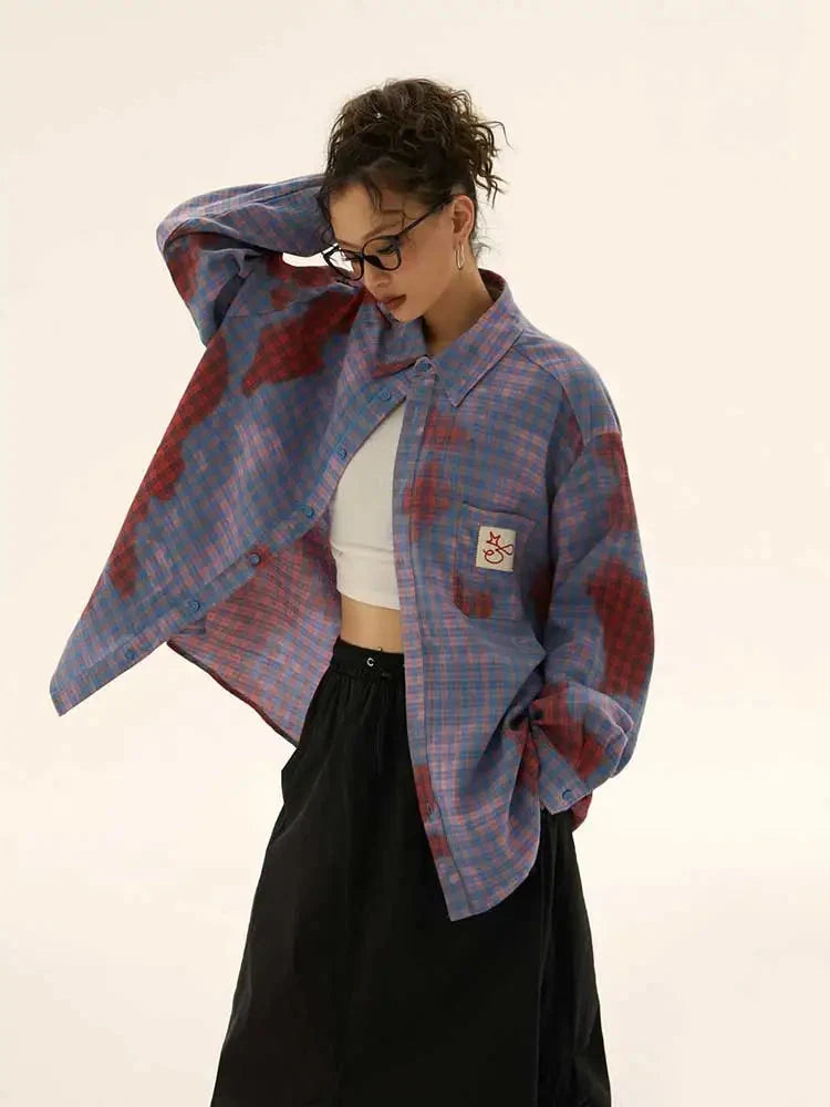 Baggy Work Wear Plaid Jacket — vista posteriore