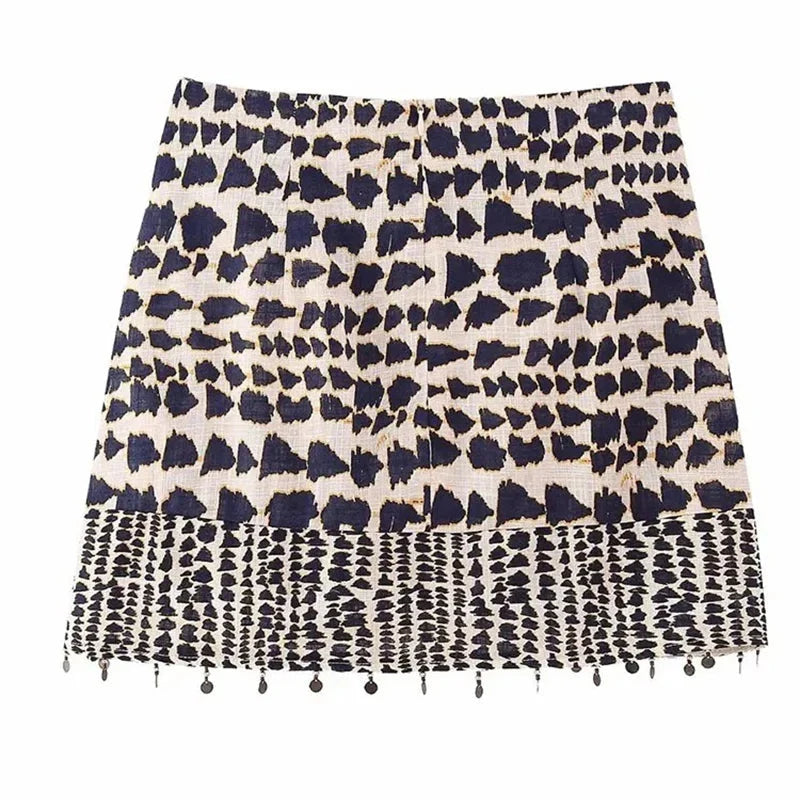 Beaded Spotted Print Mini Skirt — vista posteriore