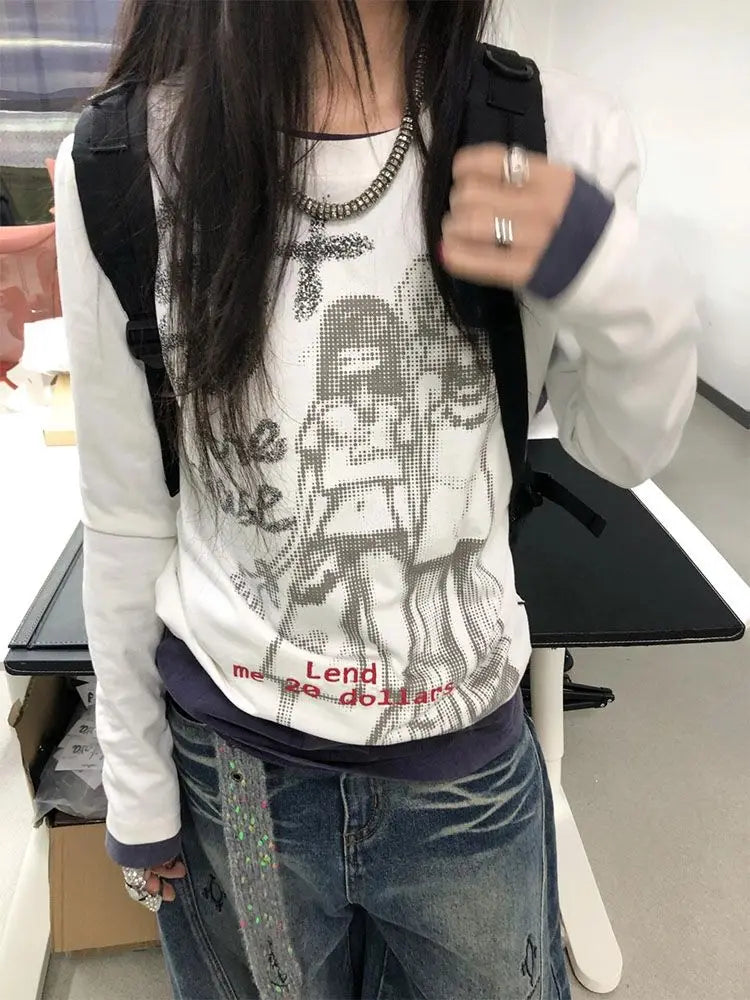 Besties Punk Graphic Long Sleeve Top T Shirt — dettaglio