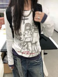 Besties Punk Graphic Long Sleeve Top T Shirt — dettaglio