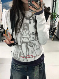 Besties Punk Graphic Long Sleeve Top T Shirt — dettaglio della stampa