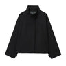 Y2K Black Essentials Windbreaker Zip Up Bomber Jacket