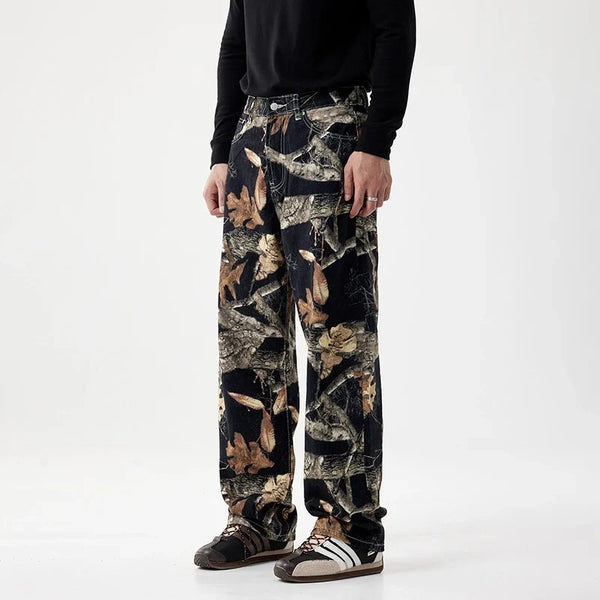 Y2K Black Forest Camouflage Denim Jeans