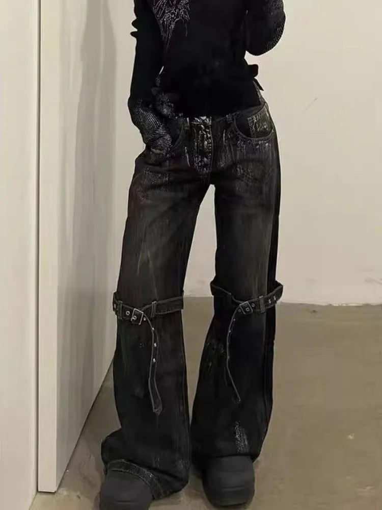 Black Grunge Boot Cut Jeans — in alternativa