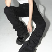 Black Stacked High Waist Flare Jeans — vista posteriore