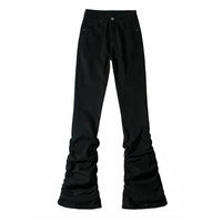 Black Stacked High Waist Flare Jeans — vista frontale