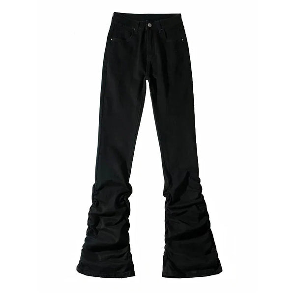 Black Stacked High Waist Flare Jeans — vista frontale