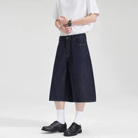 Black Wash Baggy Long Denim Shorts Jorts — dettaglio della stampa
