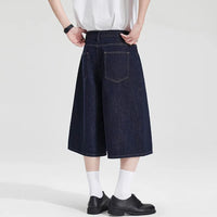Black Wash Baggy Long Denim Shorts Jorts — vista laterale