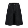 Y2K Black Wash Baggy Long Denim Shorts Jorts