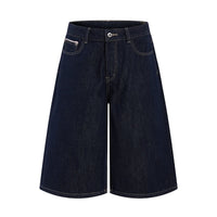Black Wash Baggy Long Denim Shorts Jorts — vista posteriore