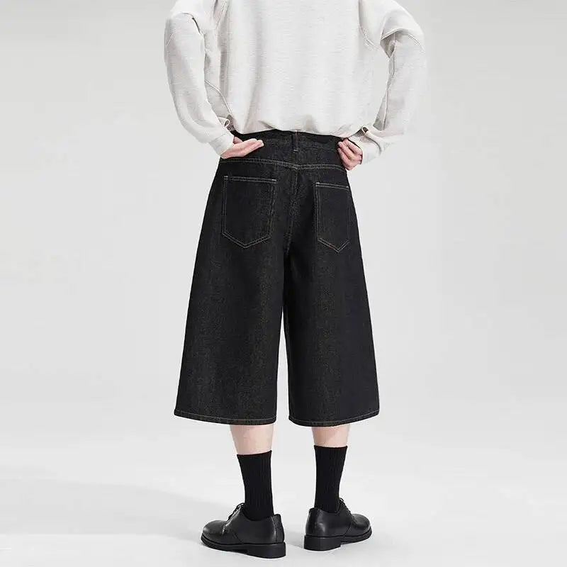 Black Wash Baggy Long Denim Shorts Jorts — in alternativa