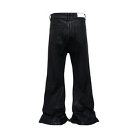 Black Waxed Boot Cut Jeans — vista laterale