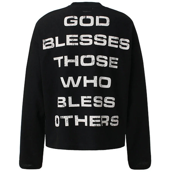 Y2K "Bless You" Graphic Long Sleeve Top