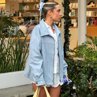 Blue Faux Suede Leather Jacket — in alternativa